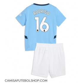 Camisa de time de futebol Manchester City Rodri Hernandez #16 Replicas 1º Equipamento Infantil 2024-25 Manga Curta (+ Calças curtas)